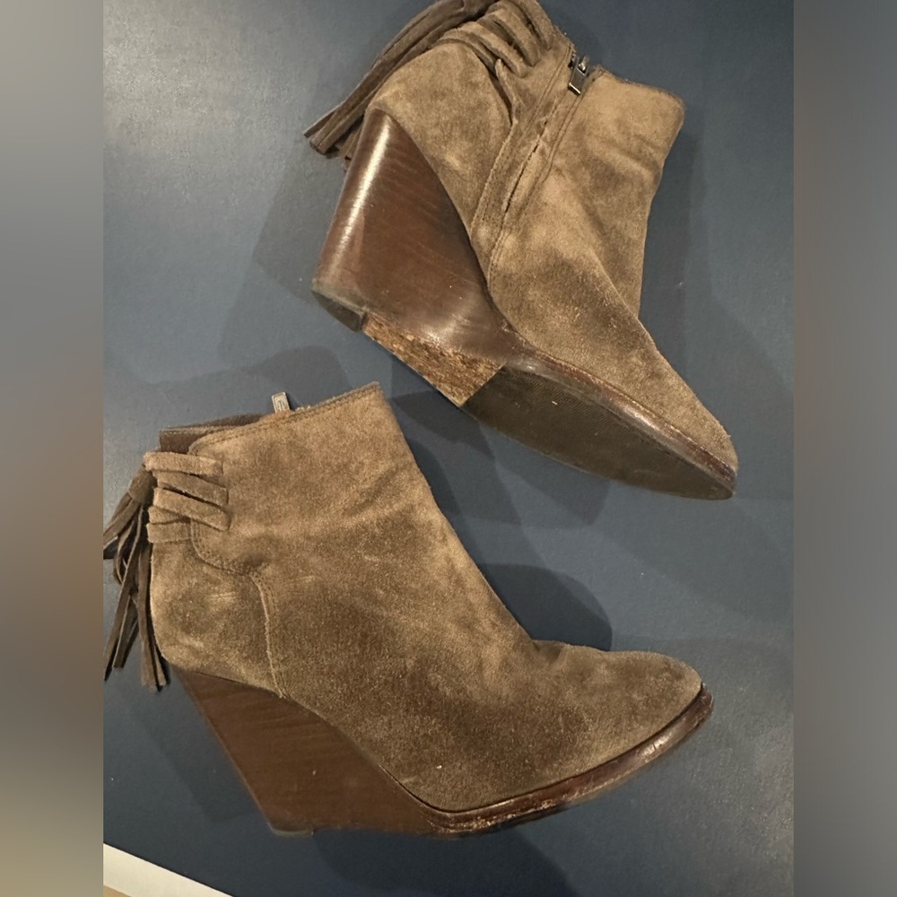 Frye suede wedge booties